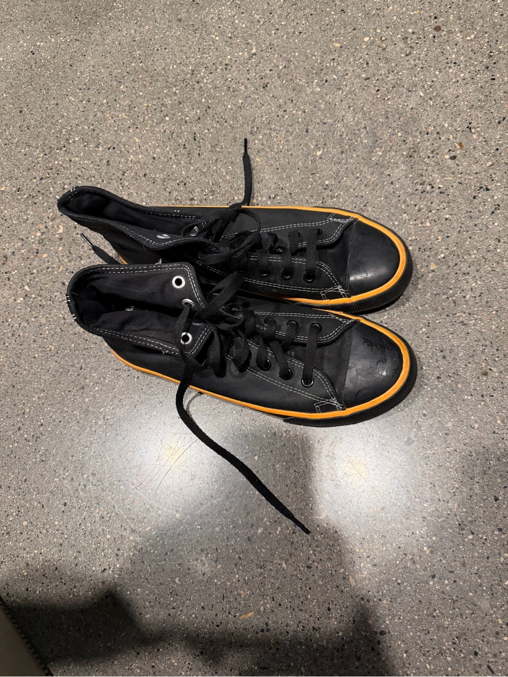 Harley-Davidson Black Canvas High-Top Sneakers with Orange Trim